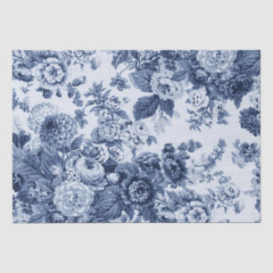 Papel De Seda Vintage azul Toile floral No.3 da pervinca