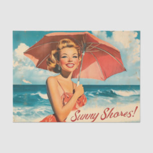 Papel De Seda Vintage Beach Vacation Poster: Pin-Up loiro