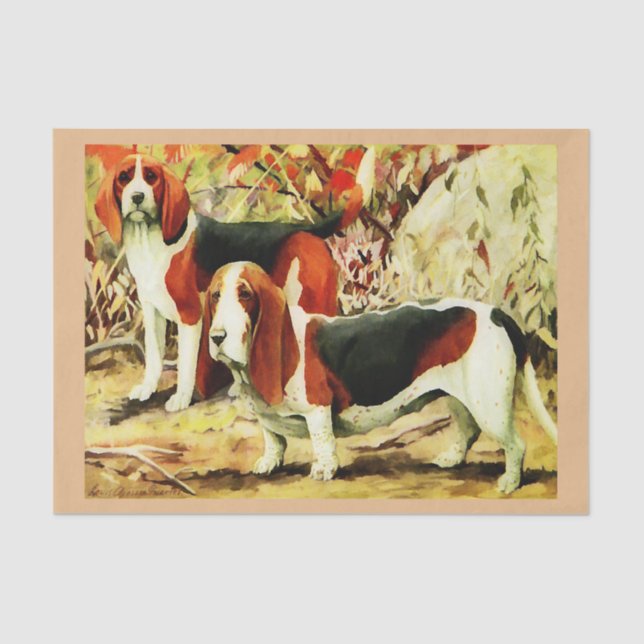 Papel De Seda Vintage Beagle e basset (Frente )