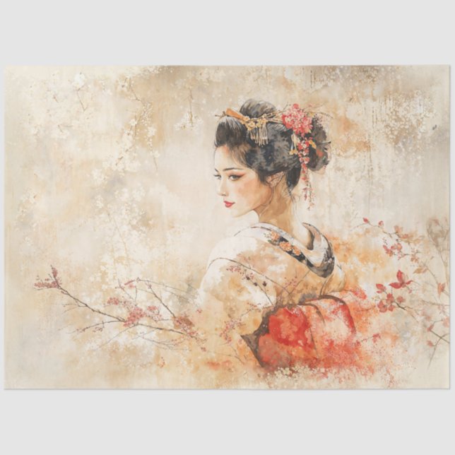 Papel De Seda Vintage BeauLinda Geisha (Frente )