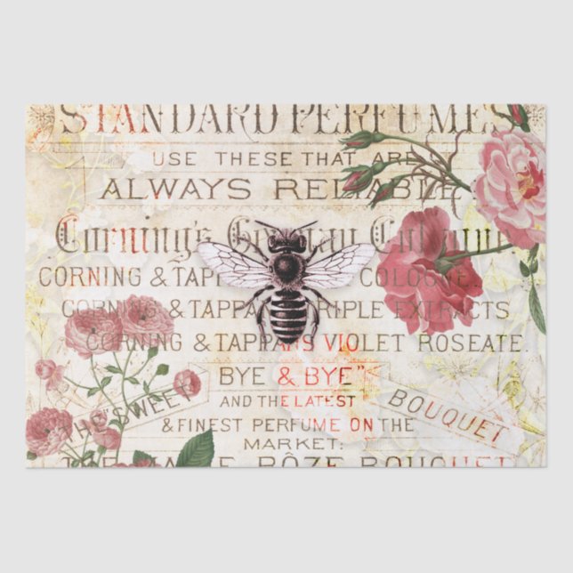Papel De Seda Vintage Bee and Rosa Decoupage (Frente )