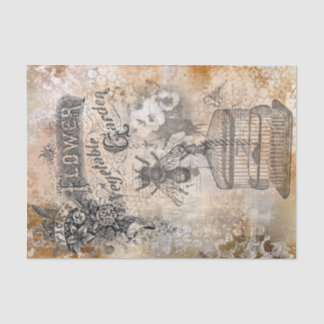 Papel De Seda Vintage Bee e floricultura