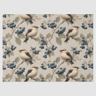 Papel De Seda Vintage Bird and Blueberry Seamless Pattern
