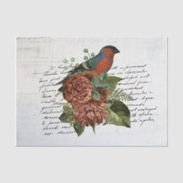 Papel De Seda Vintage Bird and Flowers Ephemera