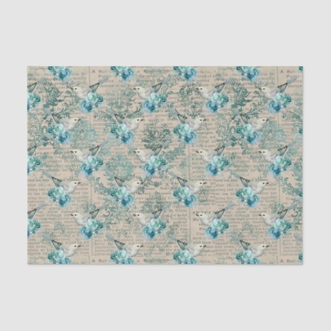 Papel De Seda Vintage Bird Ephemera Disoupage (Frente )