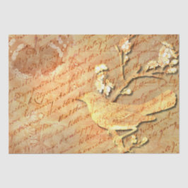 Papel De Seda Vintage Bird & Script Uma Desmontagem de Chique