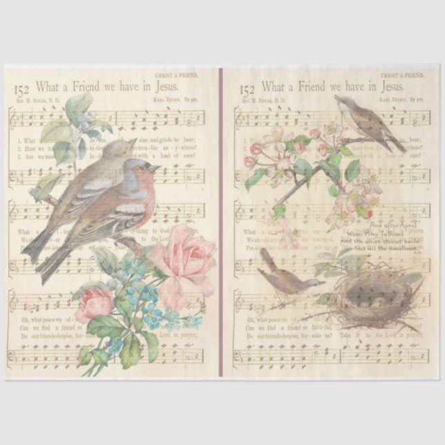 Papel De Seda Vintage Bird Series Design 3 (Frente )