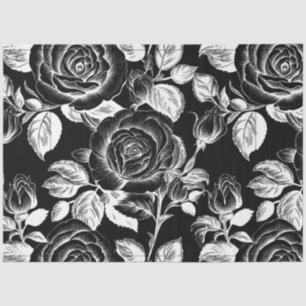 Papel De Seda Vintage Black Floral Decoupage