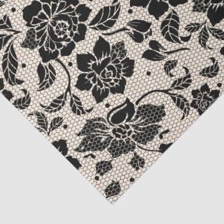 Papel De Seda Vintage Black Lace decoupage Tissue Paper