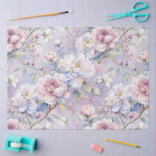 Papel De Seda Vintage Bloom Pastel Purple Floral Decoupage Art