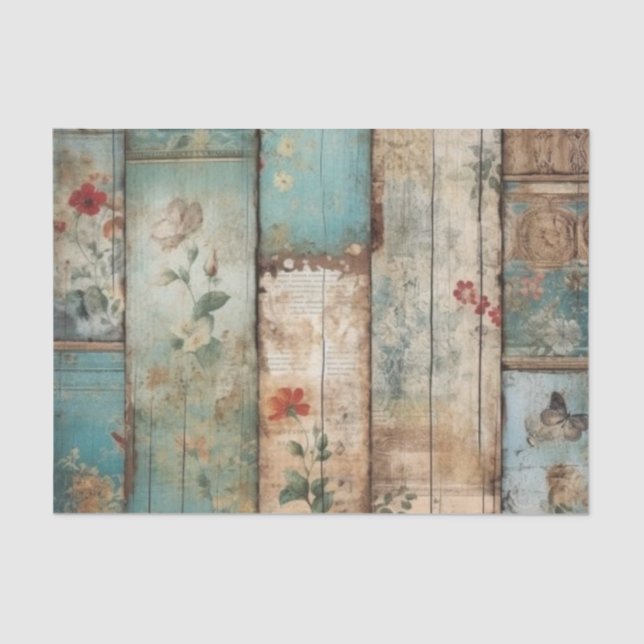 Papel De Seda Vintage Blue Chique Decoupage (Frente )