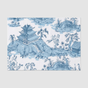 Papel De Seda Vintage Blue e White Pagoda Chinoiserie