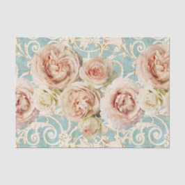 Papel De Seda Vintage Blush Pink Heirloom Rosas Floral Damask