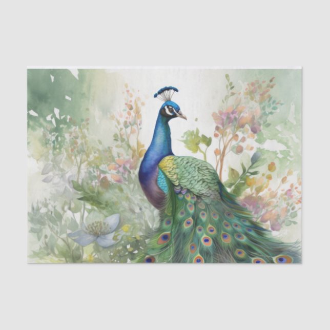 Papel De Seda Vintage Boho Peacock Decoupage (Frente )