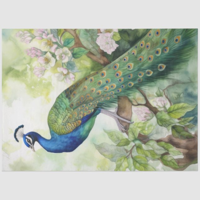 Papel De Seda Vintage Boho Peacock Decoupage (Frente )