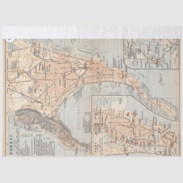 Papel De Seda Vintage Bombay map (Frente )