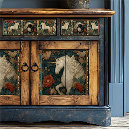 Papel De Seda Vintage Botanical William Morris Style Unicorn