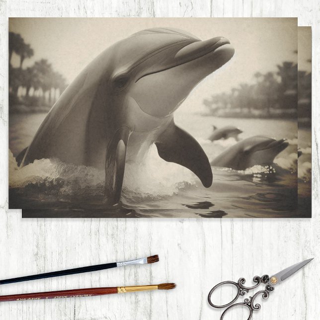 Papel De Seda Vintage Bottlenose Dolphin Photo Decoupage (Criador carregado)