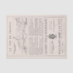 Papel De Seda Vintage Bourgogne Francês: Vinho E Desenho Do Mapa