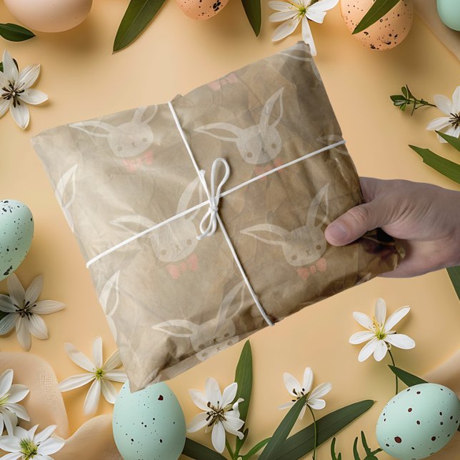 Papel De Seda Vintage Brown Easter Bunny (Vintage Brown Easter Bunny Tissue Paper)