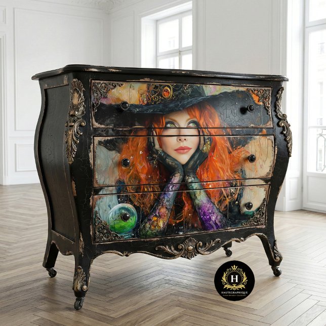 Papel De Seda Vintage Bruxa Desaparece no Halloween (Criador carregado)