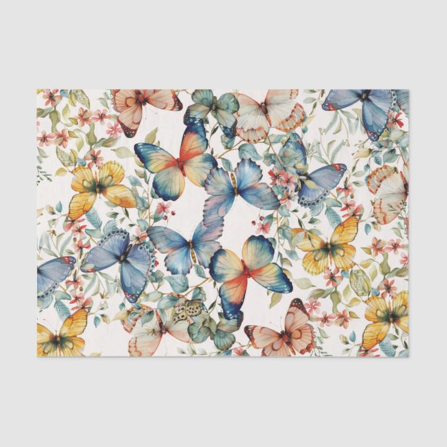 Papel De Seda Vintage Butterfly Belo Creme Decoupage (Frente )