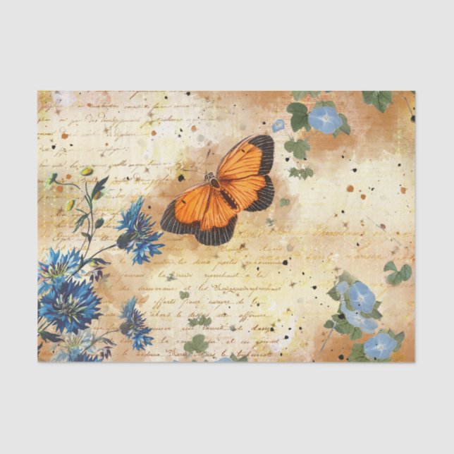 Papel De Seda Vintage Butterfly Ephemera Decoupage (Frente )