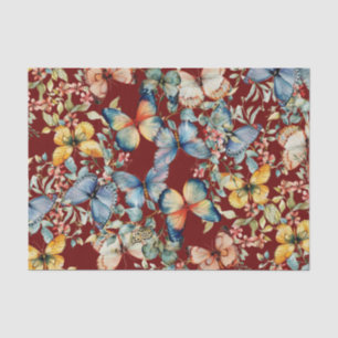 Papel De Seda Vintage Butterfly Linda Decoupage Burgundy