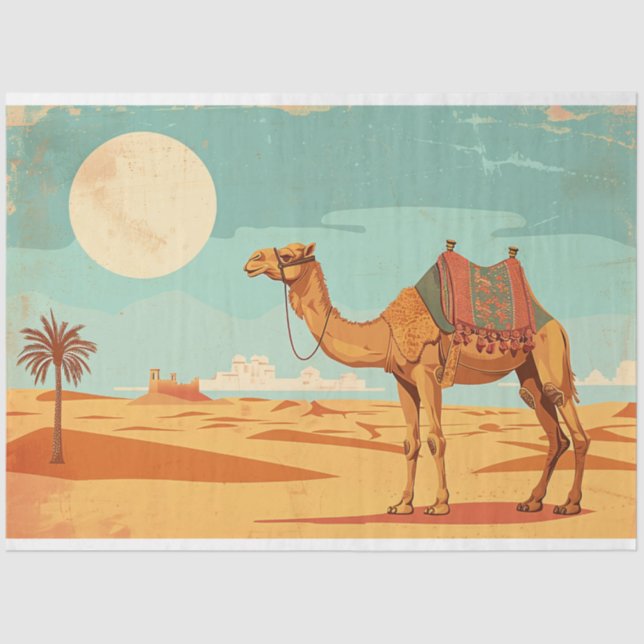 Papel De Seda Vintage Camel Poster Mobiliário Decoupage (Frente )