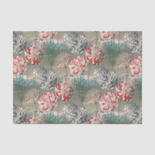 Papel De Seda Vintage Carnações Artesanato de Decoupage Botânica