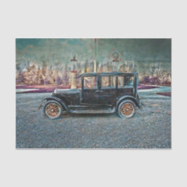 Papel De Seda Vintage - Carro antigo Rustic Black Old Aged