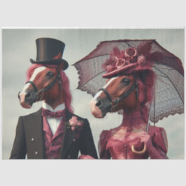 Papel De Seda Vintage - Casal de Cavalo Vitoriano