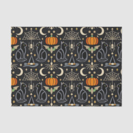 Papel De Seda Vintage Cats Art Deco Halloween 