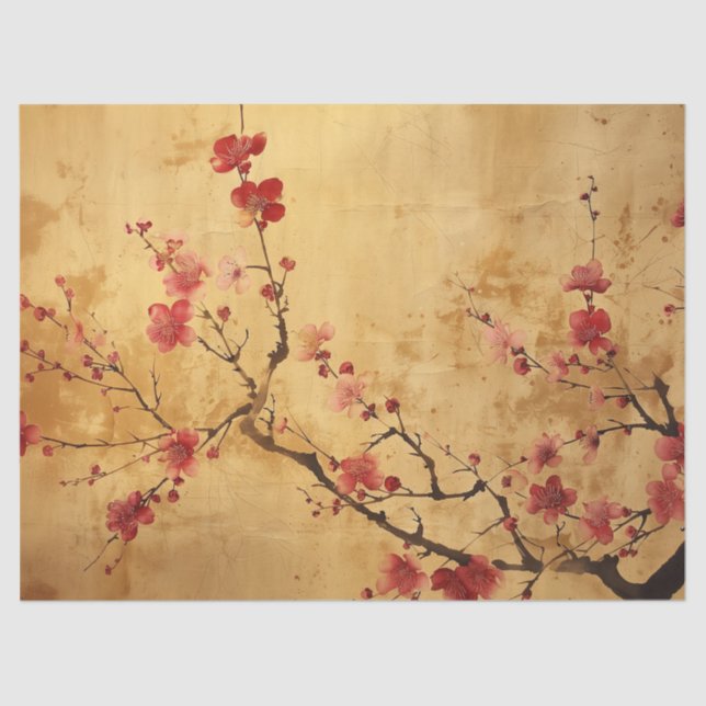 Papel De Seda Vintage, Cherry Blossom Japonês (Frente )