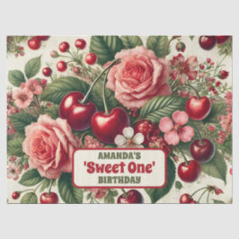 Papel De Seda Vintage Cherry 'Sweet One Festa de primeiro aniver