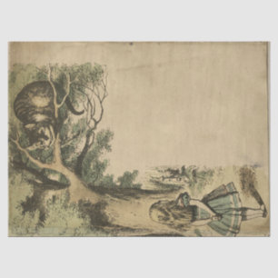 Papel De Seda Vintage Cheshire Cat Alice no País das Maravilhas