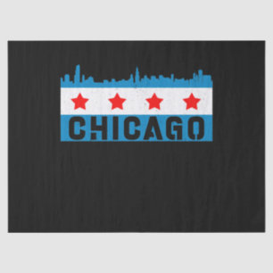 Papel De Seda Vintage Chicago Flag Skyline
