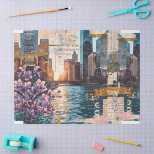 Papel De Seda Vintage Chicago River Golden Reverie