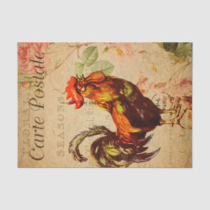 Papel De Seda Vintage Chicken Hen Rooster - Ilustração frances