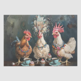 Papel De Seda Vintage Chickens Tea Party Decoupage