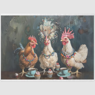 Papel De Seda Vintage Chickens Tea Party Decoupage