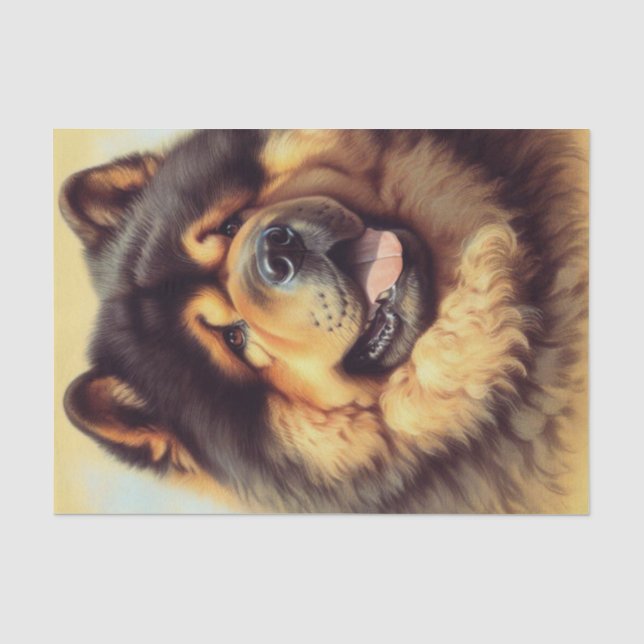 Papel De Seda Vintage Chow-Chow Painting (Frente )