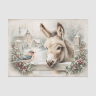 Papel De Seda Vintage Christmas Donkey and Robin Decoupage