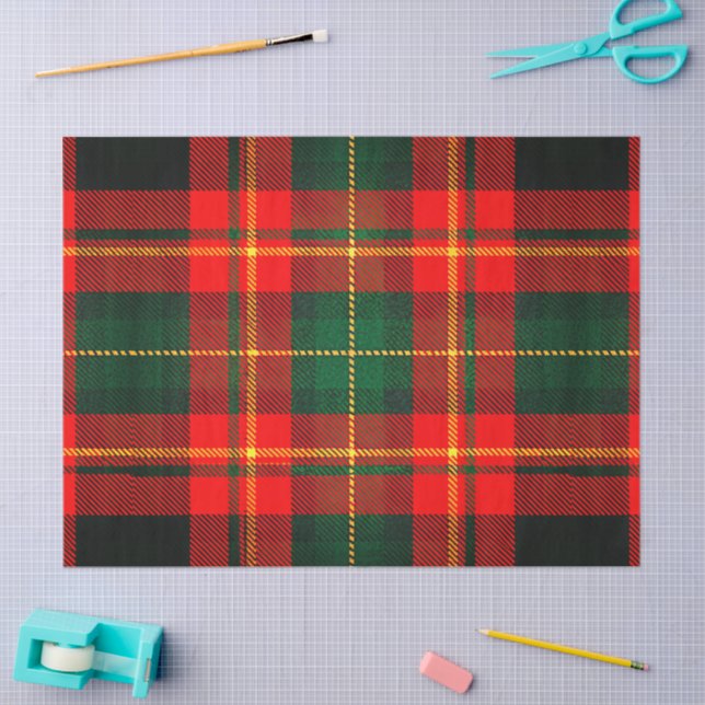 Papel De Seda Vintage Christmas Red Green Plaid  (Arte )