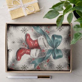 Papel De Seda Vintage Christmas Santa’s Boots & Bows