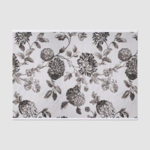Papel De Seda Vintage cinzento amarelo Toile floral No.2 do