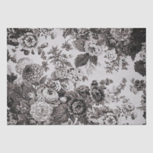 Papel De Seda Vintage cinzento amarelo Toile floral No.3 do