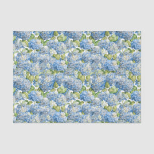 Papel De Seda Vintage Classic Blue Hydrangea Padrão Floral