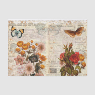 Papel De Seda Vintage classifica com borboletas