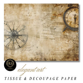 Papel De Seda Vintage Compass Antique Clock